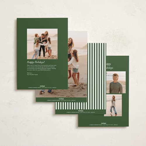 This is a pine foil pressed holiday cards with foil pressed by Susan Moyal called greenery wreath printing on recycled smooth signature in standard