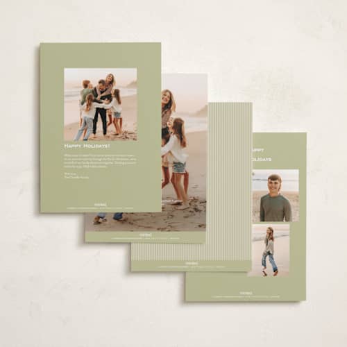 This is a olive foil pressed holiday cards with foil pressed by Ellen Schlegelmilch called tiny polka dots printing on recycled smooth signature in standard