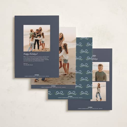 This is a juniper foil pressed holiday cards with foil pressed by Itsy Belle Studio called ribbonly frame printing on recycled smooth signature in standard