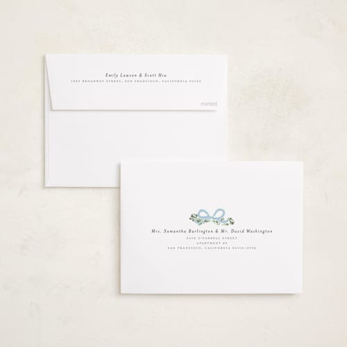 This is a juniper foil pressed holiday cards with foil pressed by Itsy Belle Studio called ribbonly frame printing on recycled smooth signature in standard
