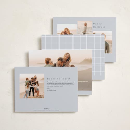 This is a cloud foil pressed holiday cards with foil pressed by Nicole Walsh called minimal edge printing on recycled smooth signature in standard