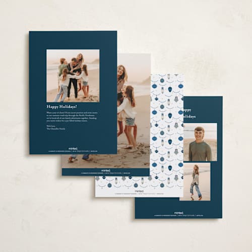 This is a winterberry foil pressed holiday cards with foil pressed by Susan Moyal called pine garland printing on recycled smooth signature in standard
