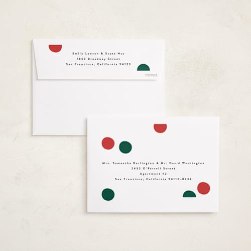 This is a mistletoe foil pressed holiday cards with foil pressed by Maria Alou called bold gift printing on recycled smooth signature in standard