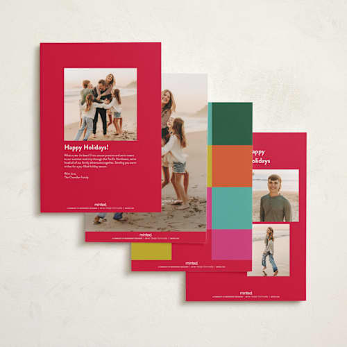 This is a bright foil pressed holiday cards with foil pressed by Inkblot Design called color coded spirit printing on recycled smooth signature in standard