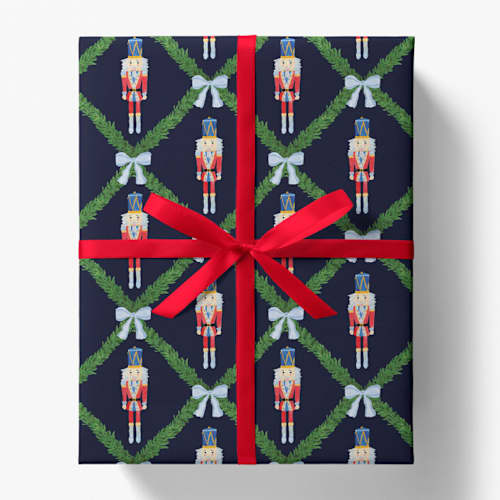 This is a multicolor wrapping paper by Liesel Anne called nutcracker trellis christmas gift wrap, set of 5 sheets in standard