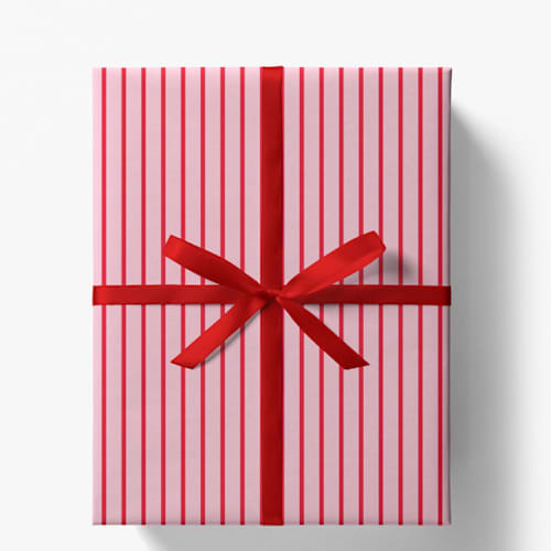 This is a pink wrapping paper by Liesel Anne called pink and red french stripe gift wrap, set of 5 sheets in standard