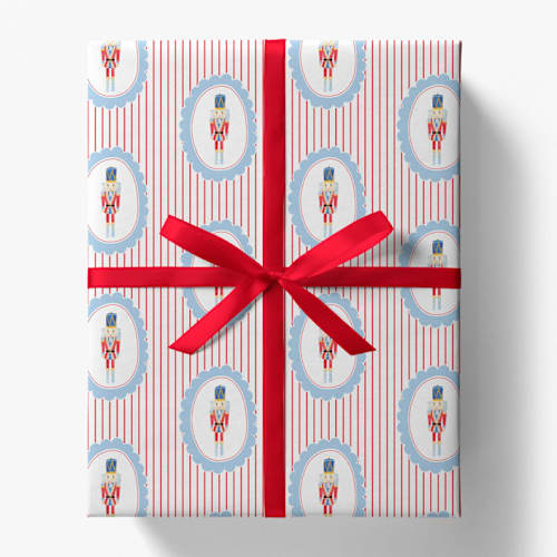 This is a red wrapping paper by Liesel Anne called nutcracker red stripe gift wrap in standard
