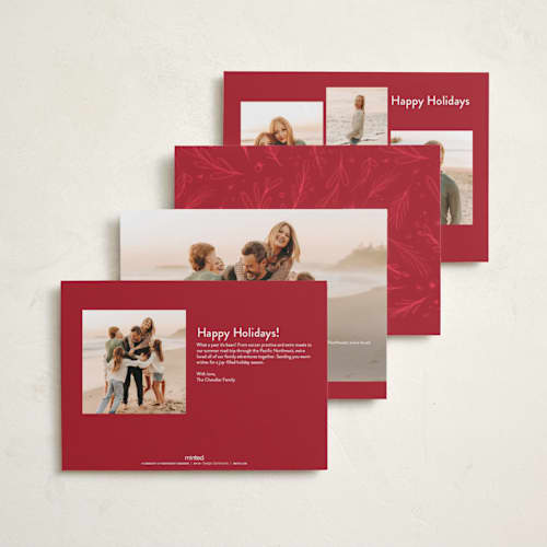 This is a dove gloss press holiday cards with gloss press by Carrie ONeal called holiday of joy printing on recycled smooth signature in standard