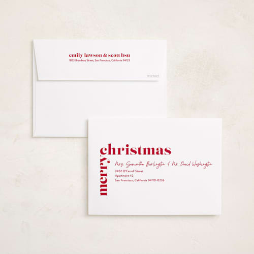 This is a dove gloss press holiday cards with gloss press by Carrie ONeal called holiday of joy printing on recycled smooth signature in standard