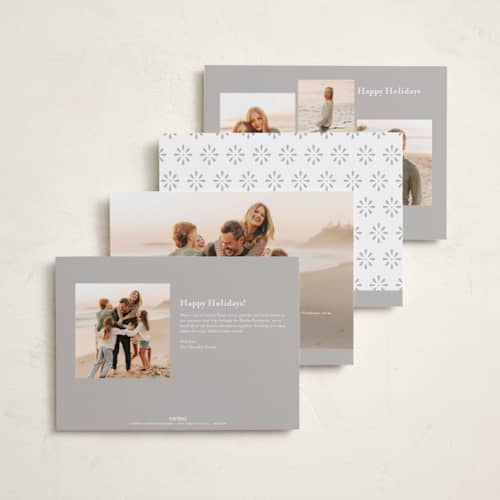 This is a dove gloss press holiday cards with gloss press by Snow and Ivy called ever present printing on signature in standard