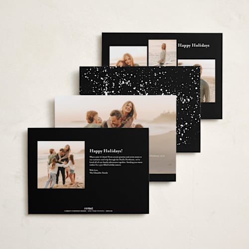 This is a snow gloss press holiday cards with gloss press by Brooke Chandler called birch trees printing on signature in standard