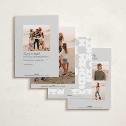 This is a frost gloss press holiday cards with gloss press by Lisa McLean called semi circle pieces printing on signature in standard