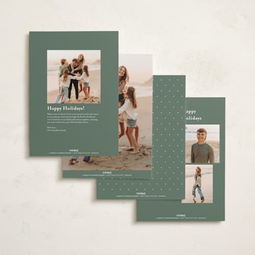 This is a forest gloss press holiday cards with gloss press by Laura Hamm called classical joy printing on signature in standard
