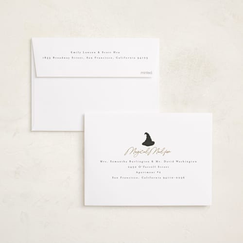 This is a cauldron halloween party invitations cards with standard by Angela Garrick called wizard halloween printing on recycled smooth signature in standard