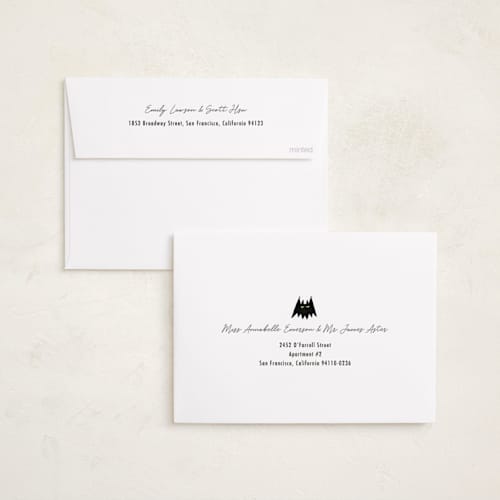 This is a lavender halloween party invitations cards with standard by Becky Nimoy called halloween monsters printing on recycled smooth signature in standard