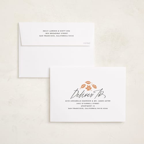 This is a ghostly white halloween party invitations cards with standard by Hooray Creative called spooky script printing on recycled smooth signature in standard