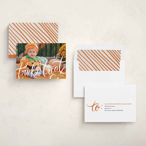 This is a ghost halloween party invitations cards with standard by Pixel and Hank called good times printing on recycled smooth signature in standard