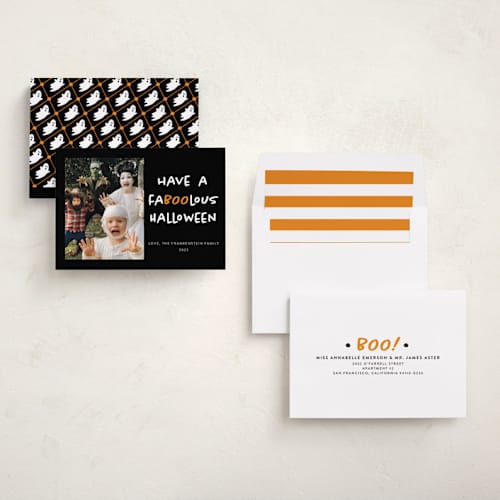 This is a cauldron halloween party invitations cards with standard by Heather Schertzer called faboolous printing on recycled smooth signature in standard