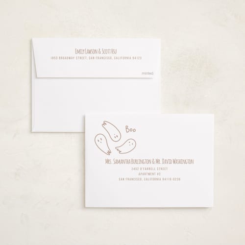 This is a ghost halloween party invitations cards with standard by Claudia Orengo called cute halloween printing on recycled smooth signature in standard