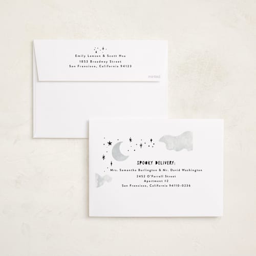 This is a fog halloween party invitations cards with standard by Tamara Hilje called fortune printing on recycled smooth signature in standard