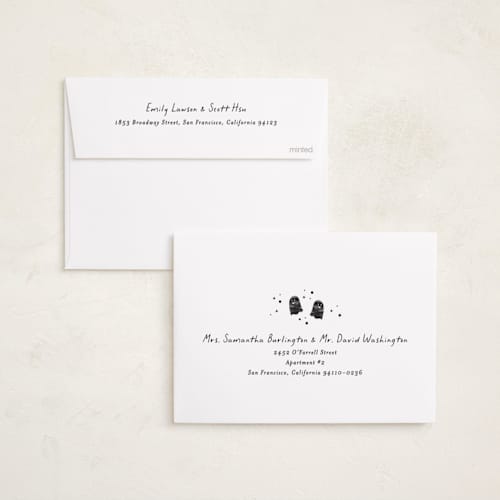This is a graveyard halloween party invitations cards with standard by Pixel and Hank called ghostly printing on recycled smooth signature in standard