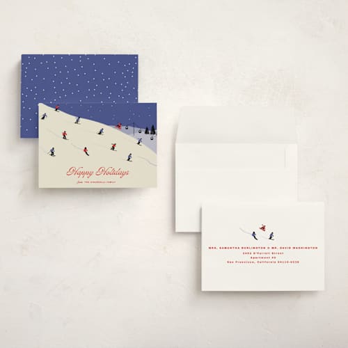 This is a blueberry petite holiday cards with standard by Kampai Designs called ski season printing on signature in petite