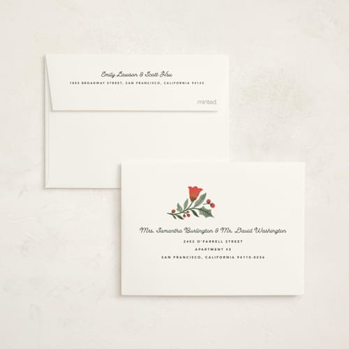 This is a leaf petite holiday cards with standard by Kristen Smith called ornate tree printing on signature in petite