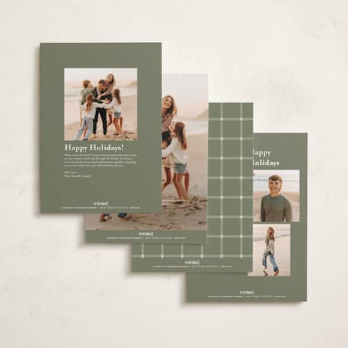 This is a wreath petite holiday cards with standard by Wildfield Paper Co called o' christmas tree printing on recycled smooth signature in petite