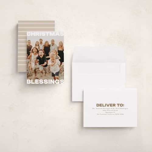 This is a snow petite holiday cards with standard by Kasia Labocki called bold printing on recycled smooth signature in petite