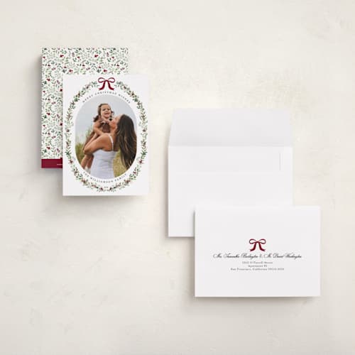 This is a mulled wine petite holiday cards with standard by Susan Moyal called delicate botanicals printing on recycled smooth signature in petite
