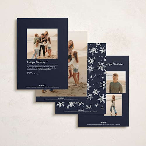 This is a navy petite holiday cards with standard by Alethea and Ruth called christmas night in the city printing on signature in petite