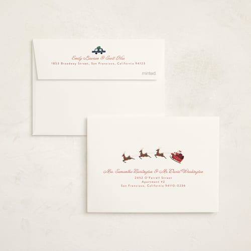 This is a navy petite holiday cards with standard by Alethea and Ruth called christmas night in the city printing on signature in petite