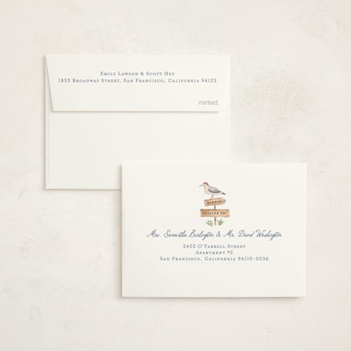 This is a lighthouse petite holiday cards with standard by Sarah Knight called coastal delivery printing on signature in petite