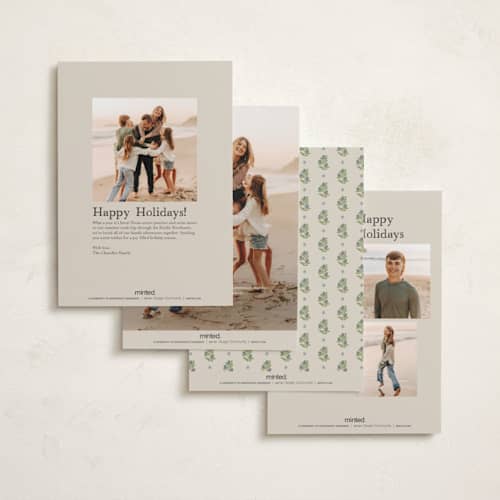 This is a evergreen berry petite holiday cards with standard by Chelsea Petaja called block print holiday printing on recycled smooth signature in petite