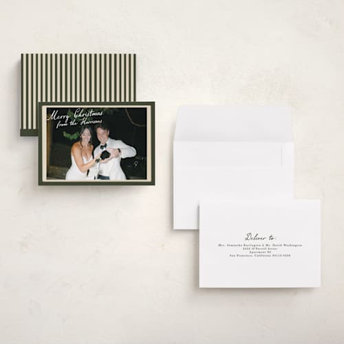 This is a forest petite holiday cards with standard by Maja Cunningham called vintage photo card printing on recycled smooth signature in petite
