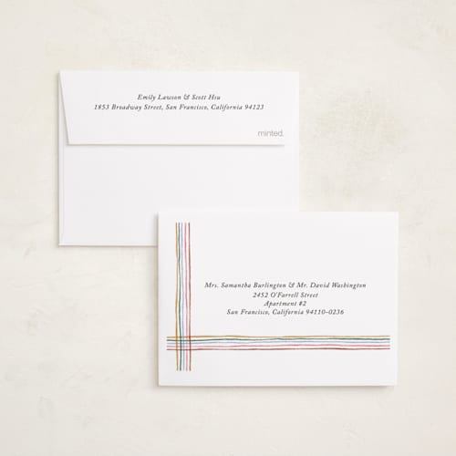 This is a gumdrop petite holiday cards with standard by Kercia Jane called merry little lines printing on recycled smooth signature in petite