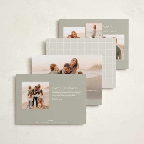 This is a snow petite holiday cards with standard by Ellen Schlegelmilch called stacked serif printing on recycled smooth signature in petite