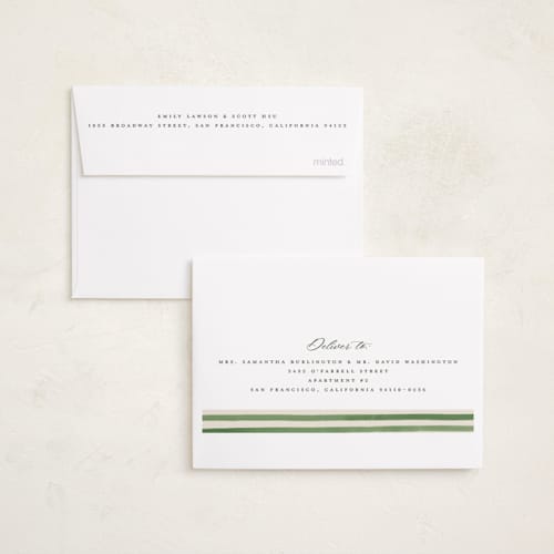 This is a evergreen petite holiday cards with standard by Teju Reval called vintage stripes printing on recycled smooth signature in petite