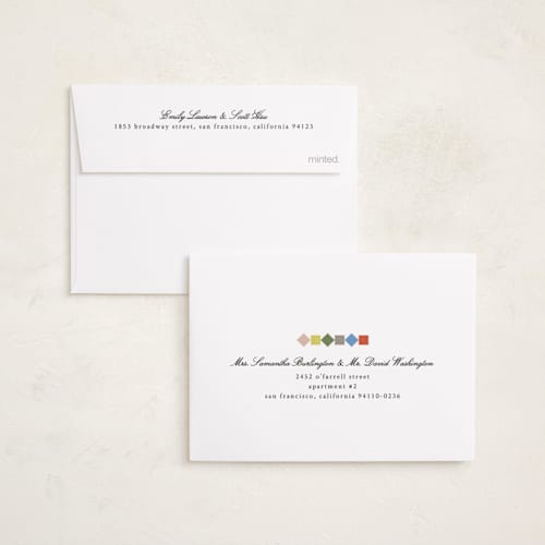 This is a festive petite holiday cards with standard by Kelly Watkins called our year printing on signature in petite