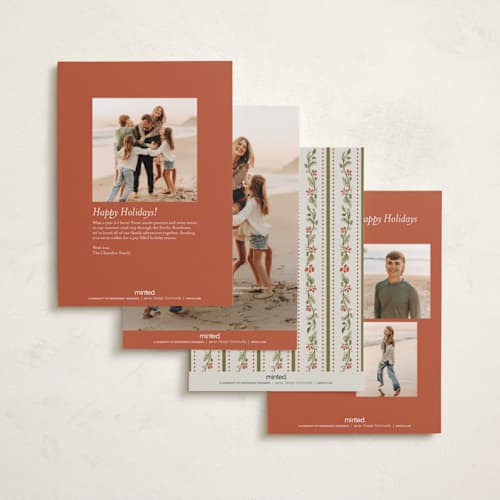 This is a persimmon petite holiday cards with standard by Chris Griffith called holiday frame printing on recycled smooth signature in petite