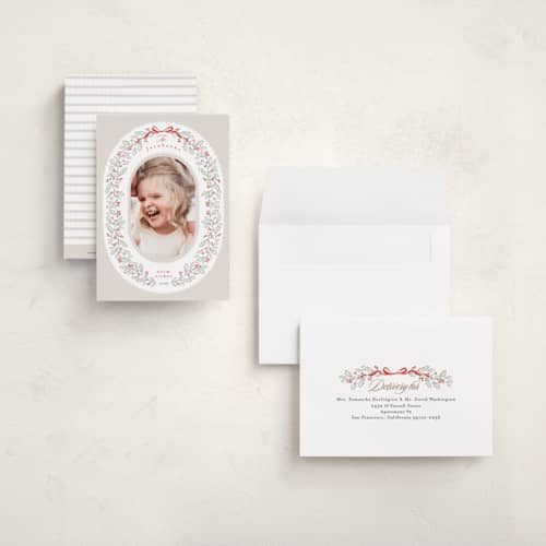 This is a dove petite holiday cards with standard by Karidy Walker called chantilly printing on recycled smooth signature in petite