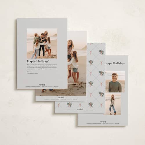 This is a snowberry petite holiday cards with standard by Angel Walker called merriest botanicals printing on recycled smooth signature in petite