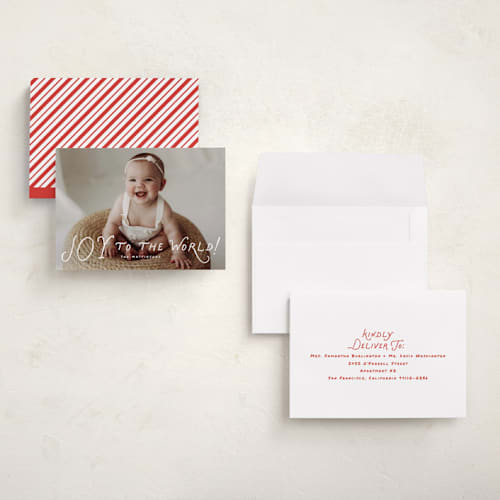 This is a snow petite holiday cards with standard by Everett Paper Goods called dolce printing on recycled smooth signature in petite