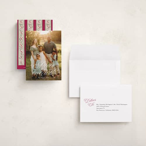 This is a snow petite holiday cards with standard by Robert and Stella called quinn printing on recycled smooth signature in petite