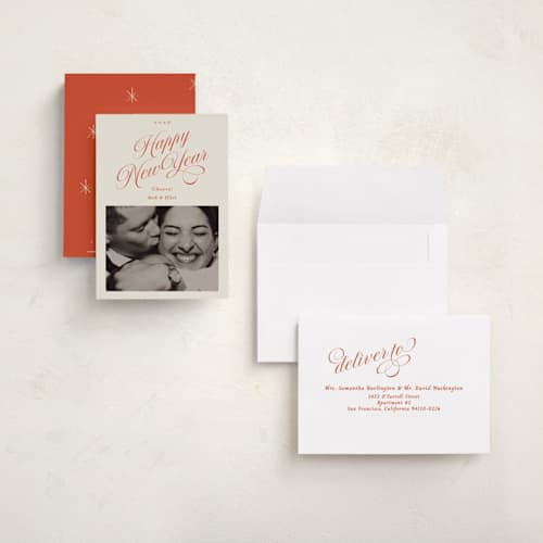 This is a cherry petite holiday cards with standard by Ani Somi called vintage glam printing on recycled smooth signature in petite