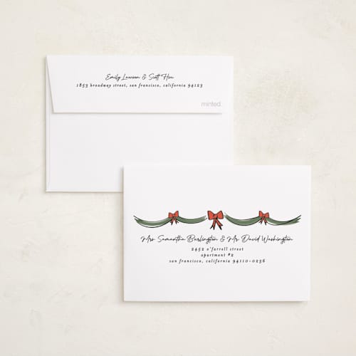 This is a cider petite holiday cards with standard by Ashley Iwafuchi called merry mantle printing on recycled smooth signature in petite