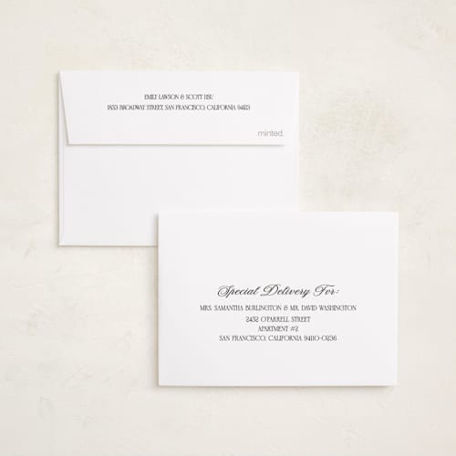 This is a snow petite holiday cards with standard by Anna Elder called chic holiday printing on signature in petite