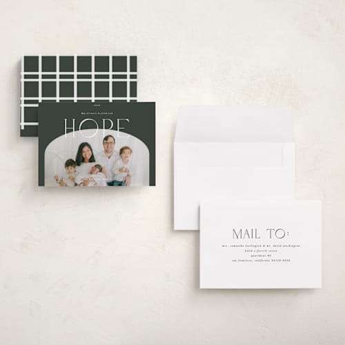 This is a fir petite holiday cards with standard by Blustery August called hope printing on recycled smooth signature in petite