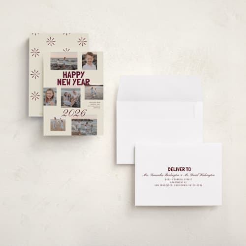 This is a velvet toast petite holiday cards with standard by Cass Loh called mixtype collage printing on recycled smooth signature in petite