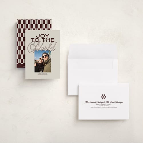 This is a cocoa petite holiday cards with standard by Inkblot Design called outline moment printing on signature in petite